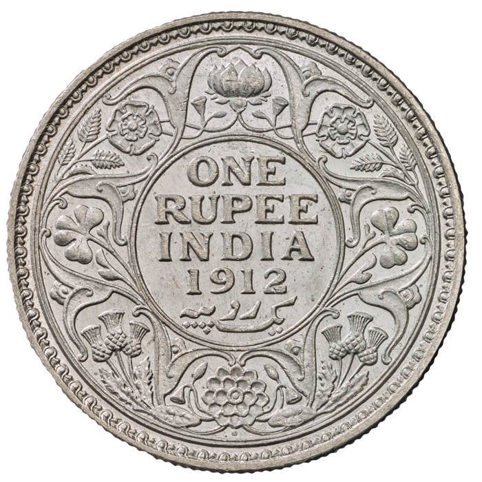 1912 British India George V Silver Rupee