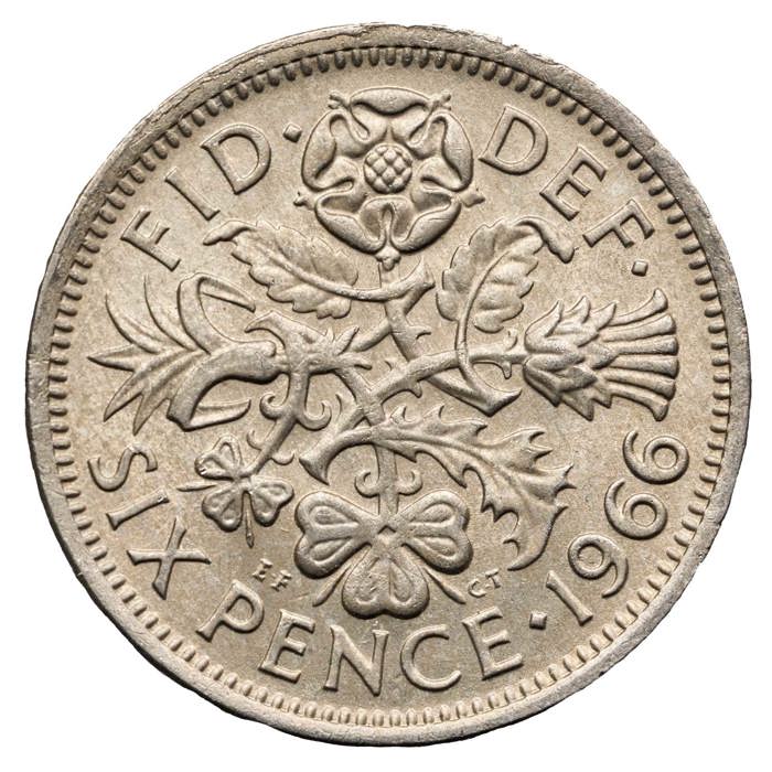 Queen Elizabeth II 1966 Sixpence - Uncirculated