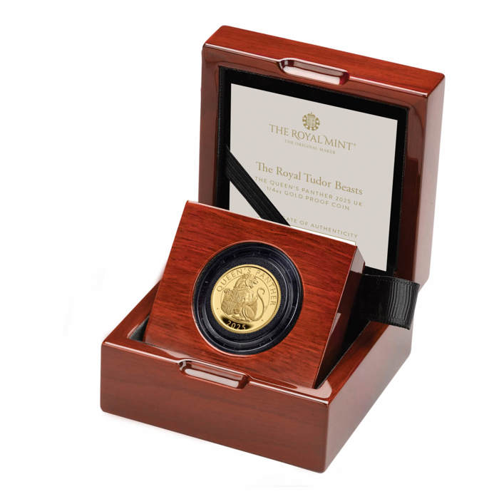 The Royal Tudor Beasts The Queen’s Panther 2025 UK 1/4oz Gold Proof Coin 