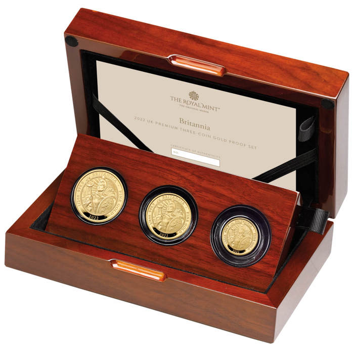 The Britannia 2022 UK Premium 3-Coin Gold Proof Set