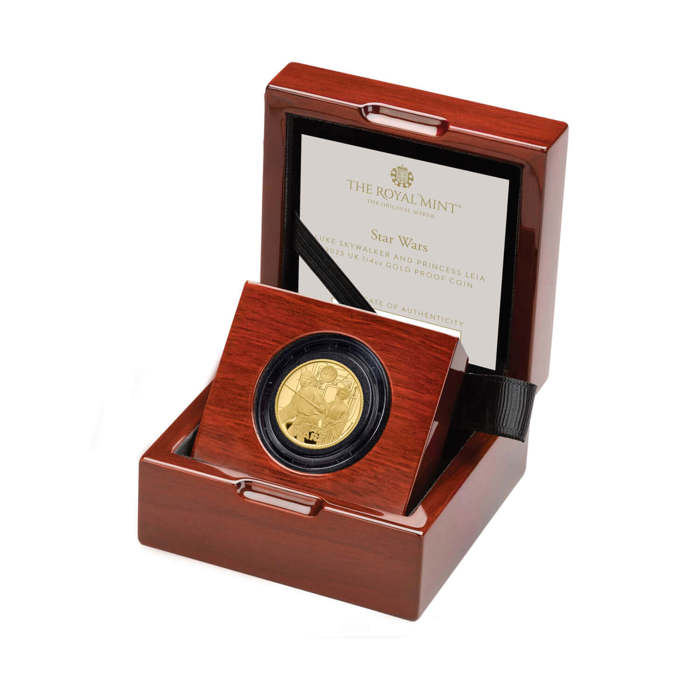 Star Wars Luke Skywalker and Princess Leia 2023 UK 1/4oz Gold Proof Coin